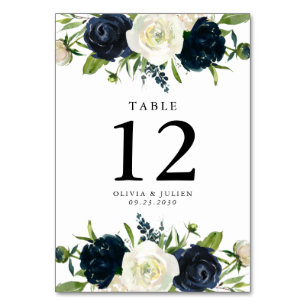 Numéro De Table Navy Blue & Cream White Mariage Numéro de tableau