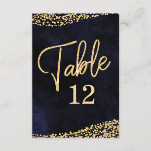Numéro de table Navy Blue Watercolor & Gold