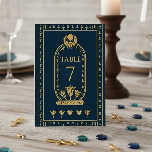 Numéro De Table Navy égyptienne Or Ankh & Lotus – Modifiable