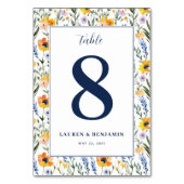 Numéro De Table Navy Floral Élégant (Dos)
