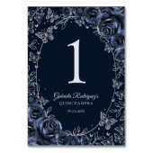 Numéro De Table Navy Silver Quinceanera (Dos)