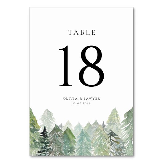 Numéro De Table Neige tombante sur la forêt À feuillage persistant (Par défaut)