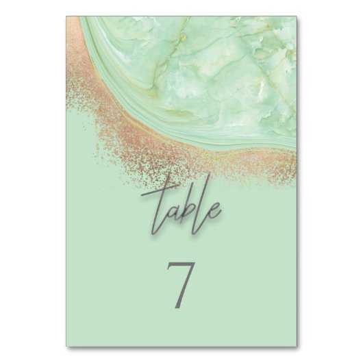 Numéro De Table Neo mint rosegold marbre agate calligraphie élégan (Dos)