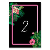Numéro De Table Neon Pink Tropical Retro Wedding Programme (Dos)