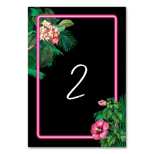 Numéro De Table Neon Pink Tropical Retro Wedding Programme (Par défaut)
