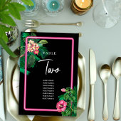 Numéro De Table Neon Pink Tropical Retro Wedding Programme