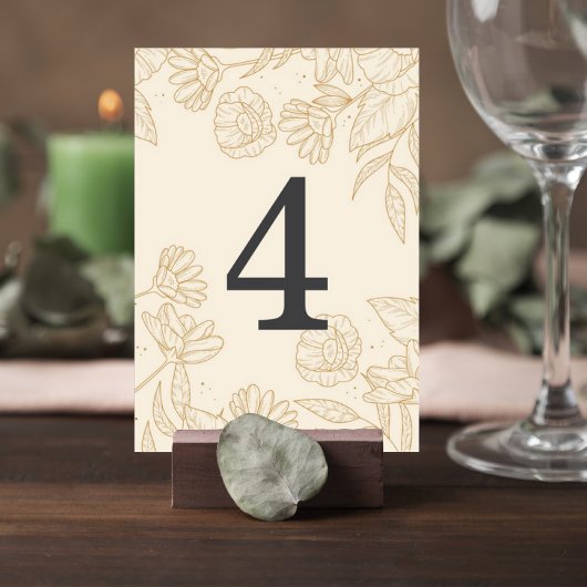 Numéro De Table Neutral Floral Wedding Table Number Card