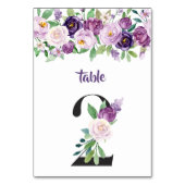 Numéro De Table No 2 Roses d'aquarelle violet et lavande (Dos)
