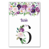 Numéro De Table No 6 Roses d'aquarelle violet et lavande (Dos)