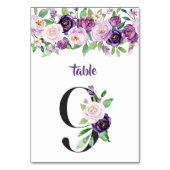 Numéro De Table No 9 Roses d'aquarelle violet et lavande (Dos)