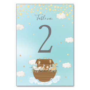 Numéro De Table Noah's Ark Blue Cute Animaux Baby shower Anniversa