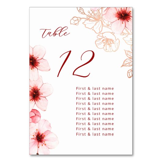Numéro De Table Noces aux fleurs de cerisier (Par défaut)