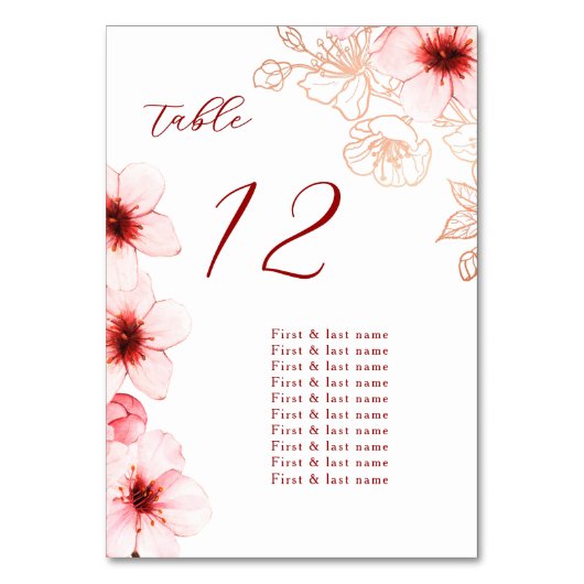 Numéro De Table Noces aux fleurs de cerisier (Par défaut)