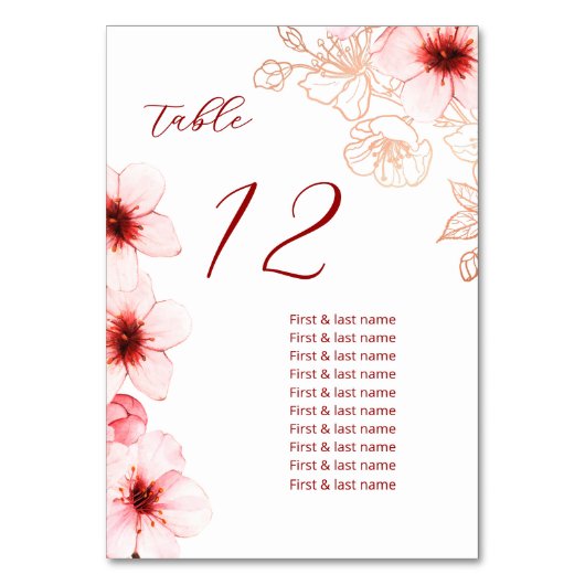 Numéro De Table Noces aux fleurs de cerisier (Par défaut)