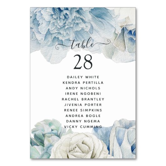 Numéro De Table Noces aux Pivoines Bleues (Par défaut)