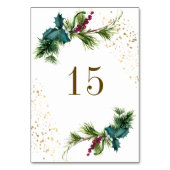 Numéro De Table Noël À feuillage persistant Berries rouges Mariage (Dos)