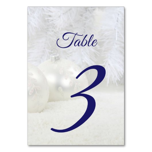 Numéro De Table Noël blanc | Mariage d'hiver (Dos)