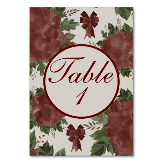 Numéro De Table Noël botanique élégant (Dos)