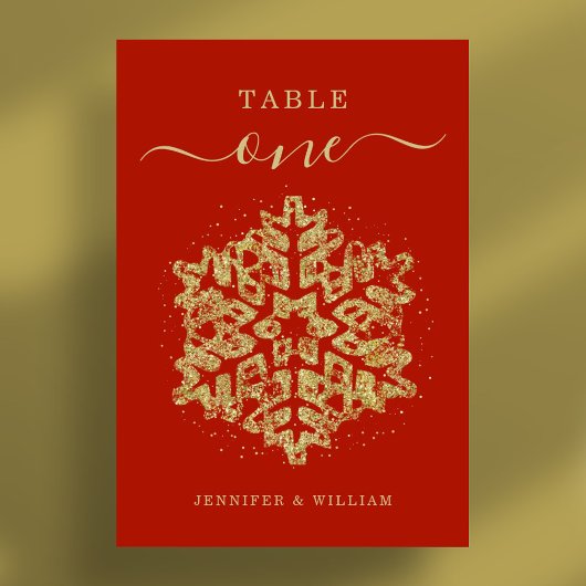 Numéro De Table Noël d'hiver Mariage de vacances Gold Red