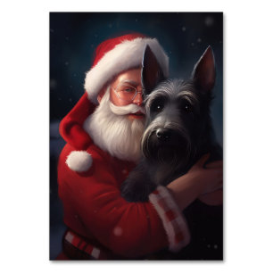 Numéro De Table Noël festif écossais du Terrier Santa Claus