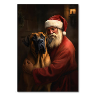 Numéro De Table Noël festif Rhodesian Ridgeback Santa Claus