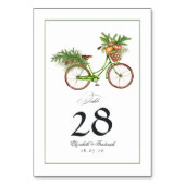 Numéro De Table Noël Pommes et pins Vélo Mariage d'hiver (Dos)