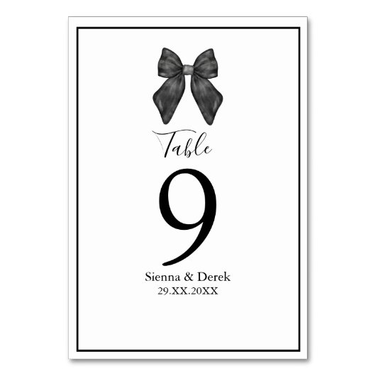 Numéro De Table Nœud Ruban Mariage Classique Noir & Blanc (Par défaut)
