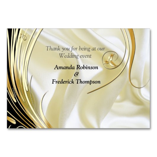 Numéro De Table Noir avec or sur texture soie (Dos)