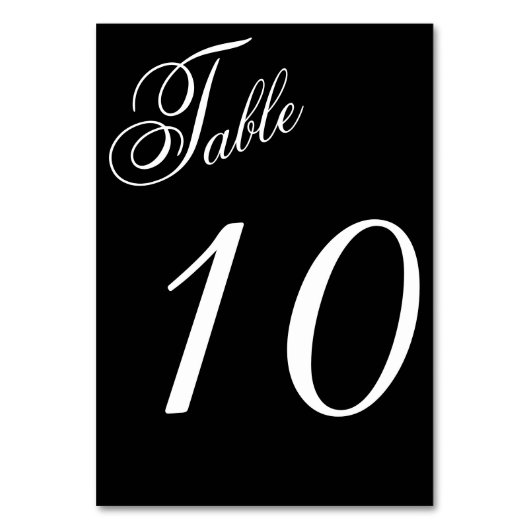Numéro De Table Noir & Blanc Élégant Script Mariage Réception (Par défaut)