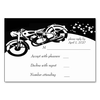Numéro De Table Noir Blanc Mariage de moto RSVP