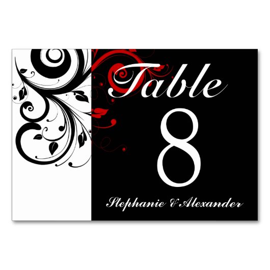 Numéro De Table Noir blanc rouge inverse Mariage de rotation (Dos)