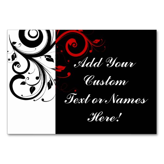 Numéro De Table Noir Blanc Rouge Inverse Swirl Personnalisé (Devant)