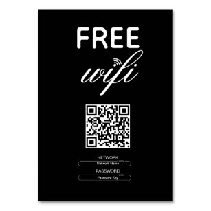 Numéro De Table Noir Blanc Simple Wi-Fi Gratuit QR Code Lieu