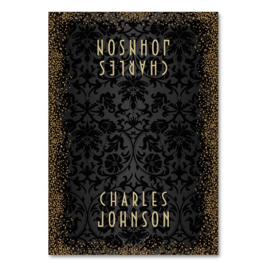 Numéro De Table Noir Damask & Gold Confetti Parties scintillant - (Par défaut)