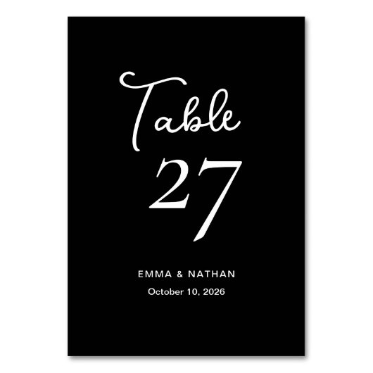 Numéro De Table Noir doux et blanc | MARIAGE (Par défaut)