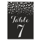 Numéro de table noir élégant confettis argentés (Dos)