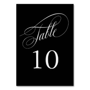 Numéro De Table Noir et Argent Élégant Calligraphie Numéros de tab