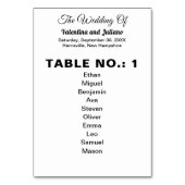 Numéro De Table Noir et blanc avec les noms des invités Mariage (Par défaut)