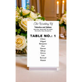 Numéro De Table Noir et blanc avec les noms des invités Mariage