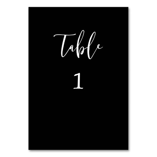 Numéro de table noir et blanc de script simple (Dos)