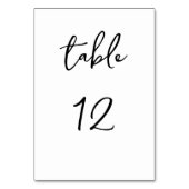 Numéro de table noir et blanc de script simple (Dos)