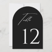 Numéro de table noir et blanc élégant arqué (Devant)