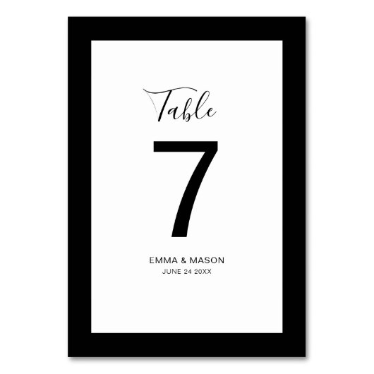 Numéro De Table Noir et blanc moderne (Par défaut)
