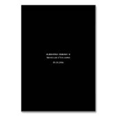 Numéro De Table Noir et blanc Moderne Simple Mariage Numéro de tab (Dos)