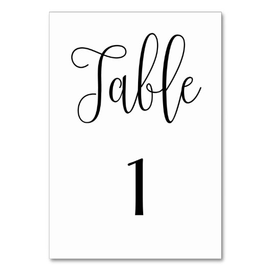Numéro de table noir et blanc simple mariage moder (Par défaut)