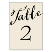Numéro De Table Noir et ivoire Chic Calligraphie Numéros de tablea (Dos)