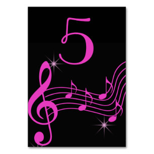 Numéro De Table Noir et rose néon, notes de musique