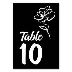 Numéro De Table Noir gothique Simple Floral