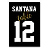 Numéro De Table Noir moderne Sporty Sport Personnalisé Mariage Nom (Dos)