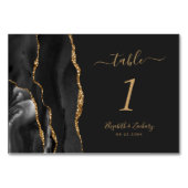 Numéro De Table Noir Or Agate Mariage foncé (Dos)